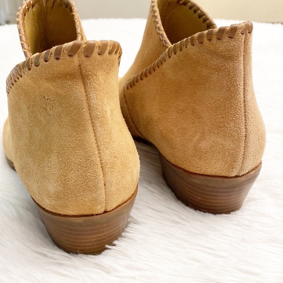 JACK ROGERS x Zappos | Tan Suede Leather Trim Heel Ankle bootie women size 9.5 - Picture 8 of 9
